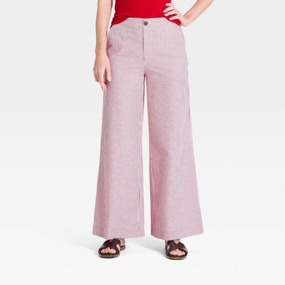 Women's Luxe Linen Trousers - A New Day Red 6